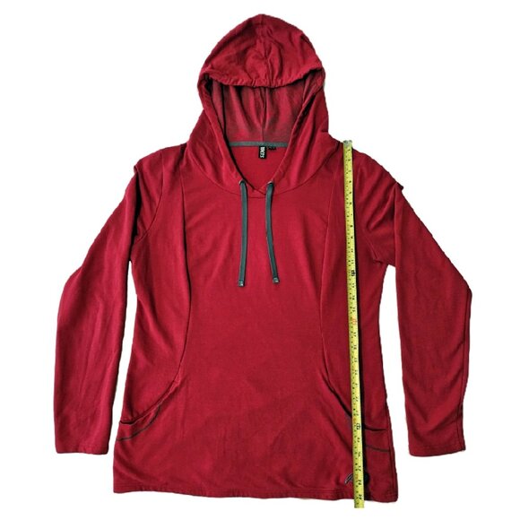 ROOTS Red Athleisure Long Sleeve Pullover Drawstring Hoody with Pockets Size XL - Picture 3 of 8